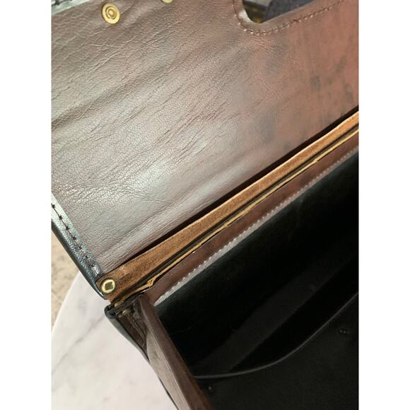 Vintage Brown Leather File Briefcase with Key - Picture 10 of 12